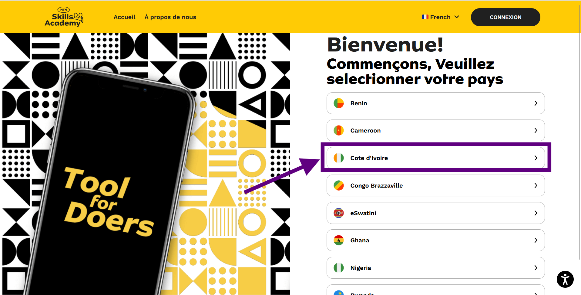 Sélection du pays
